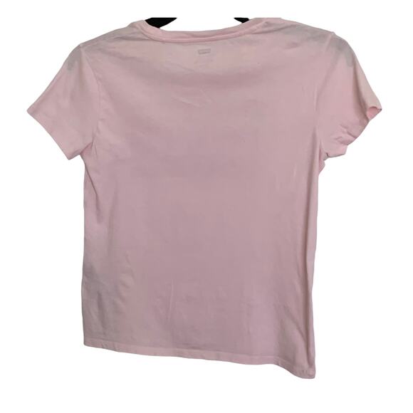 LEVI’S SHORT SLEEVE T-SHIRT, WOMENS, S/P, PINK W/LEVI'S WRITTEN IN RED ON FRONT - Picture 3 of 7